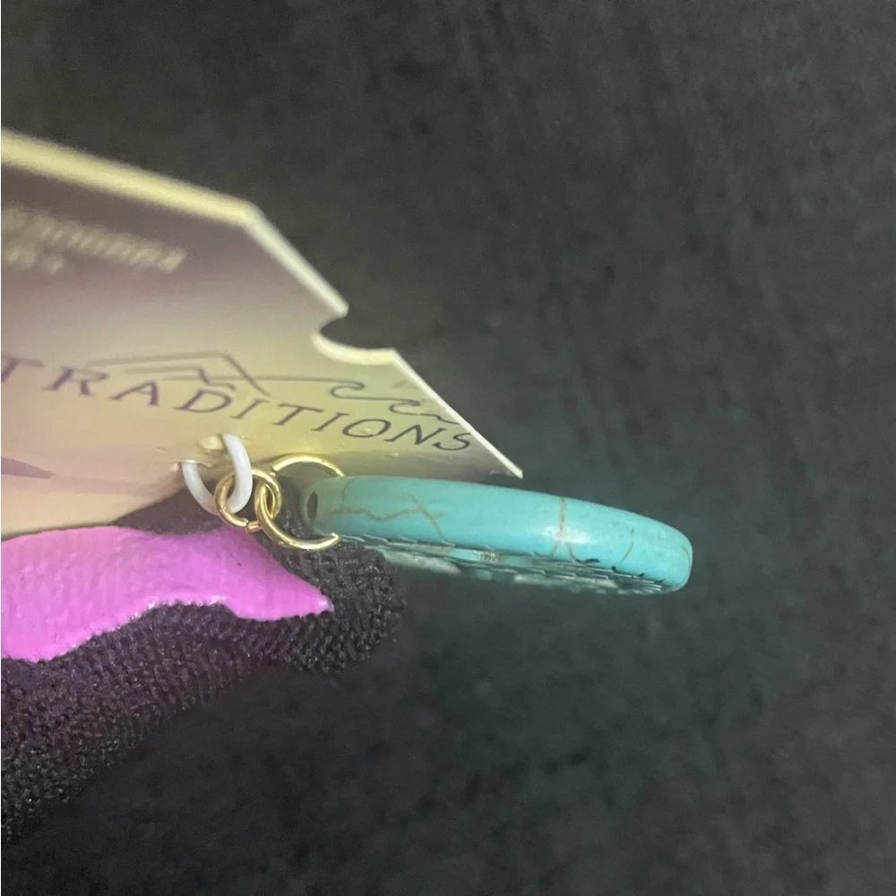 PEACE Sign Pendant Turquoise Aqua Gold Boho Love Express Harmony Hippie NEW NWT